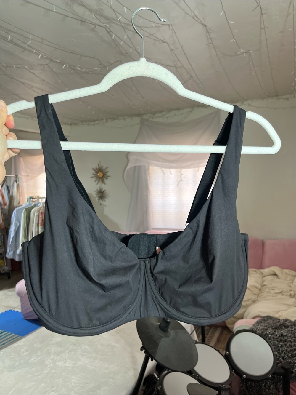 New Dobreva 38F Stretchy Black Underwire Scoop Bra Bralette nwot